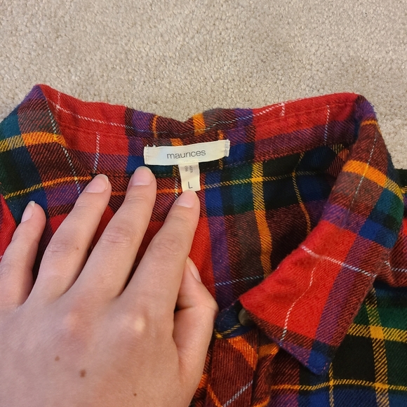 Red Plaid Maurices Flannel - Picture 3 of 4